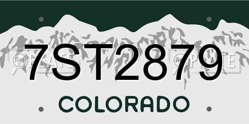 7ST2879 Colorado License Plate
