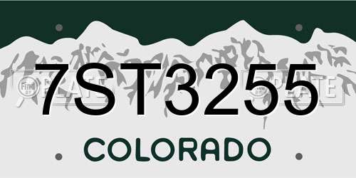 7ST3255 Colorado License Plate