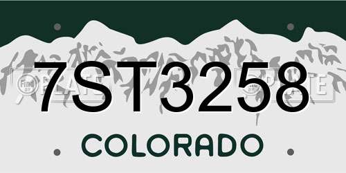 7ST3258 Colorado License Plate