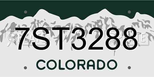 7ST3288 Colorado License Plate
