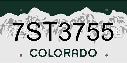 7ST3755 Colorado License Plate