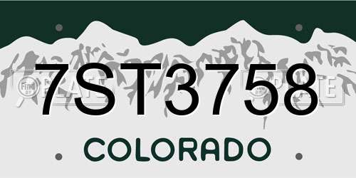 7ST3758 Colorado License Plate