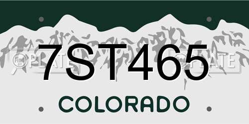 7ST465 Colorado License Plate