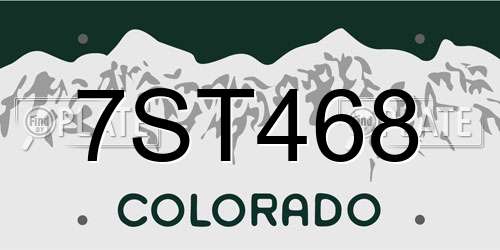 7ST468 Colorado License Plate