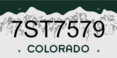 7ST7579 Colorado License Plate
