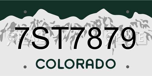 7ST7879 Colorado License Plate