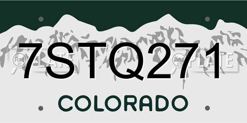 7STQ271 Colorado License Plate