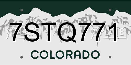7STQ771 Colorado License Plate