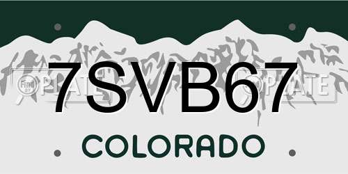 7SVB67 Colorado License Plate