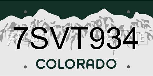 7SVT934 Colorado License Plate