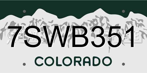 7SWB351 Colorado License Plate