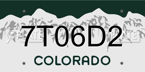 7T06D2 Colorado License Plate