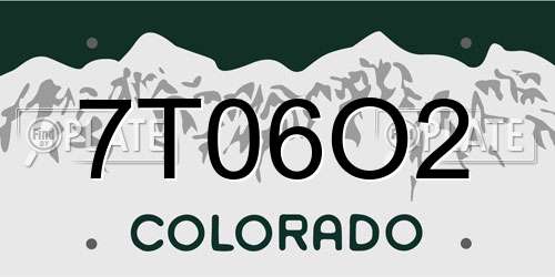 7T06O2 Colorado License Plate