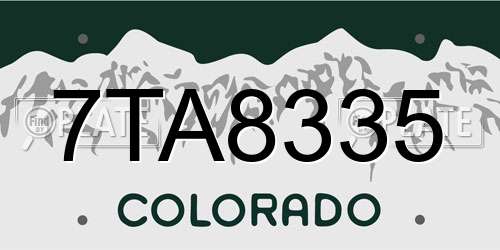 7TA8335 Colorado License Plate