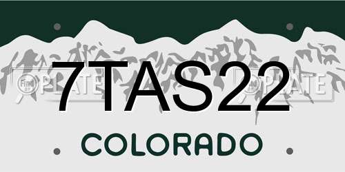 7TAS22 Colorado License Plate