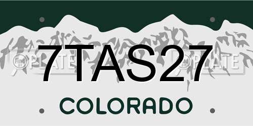 7TAS27 Colorado License Plate