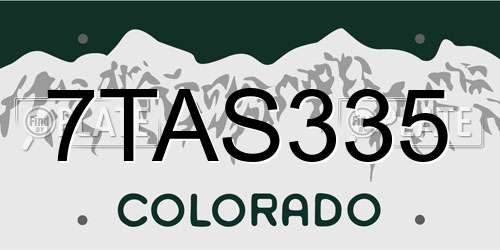7TAS335 Colorado License Plate
