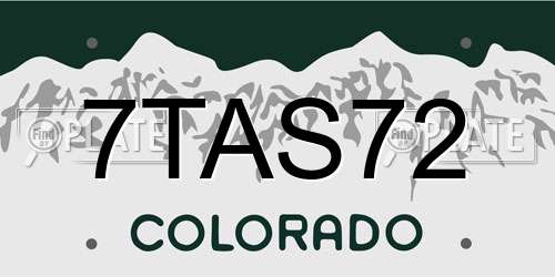 7TAS72 Colorado License Plate