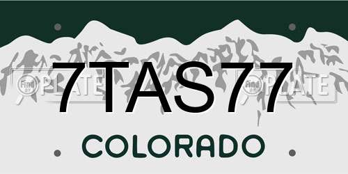 7TAS77 Colorado License Plate