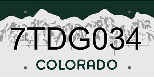 7TDG034 Colorado License Plate