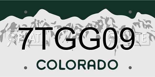 7TGG09 Colorado License Plate
