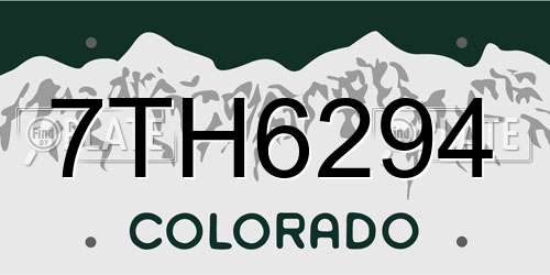 7TH6294 Colorado License Plate