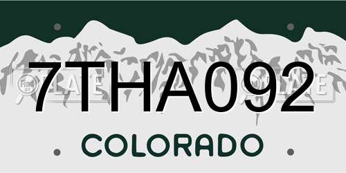 7THA092 Colorado License Plate