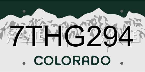 7THG294 Colorado License Plate