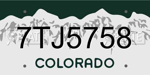 7TJ5758 Colorado License Plate