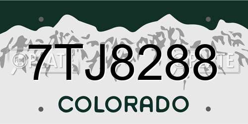 7TJ8288 Colorado License Plate