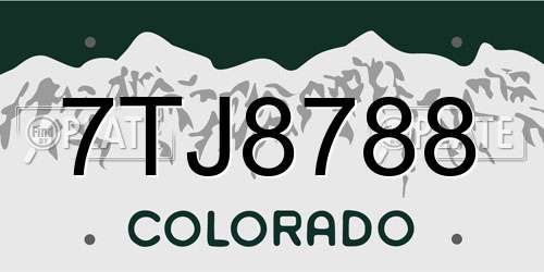 7TJ8788 Colorado License Plate