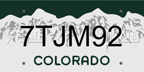 7TJM92 Colorado License Plate