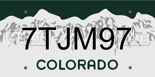 7TJM97 Colorado License Plate