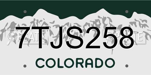 7TJS258 Colorado License Plate