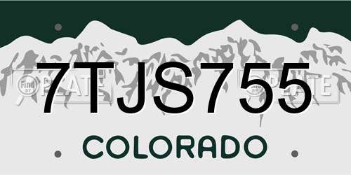 7TJS755 Colorado License Plate