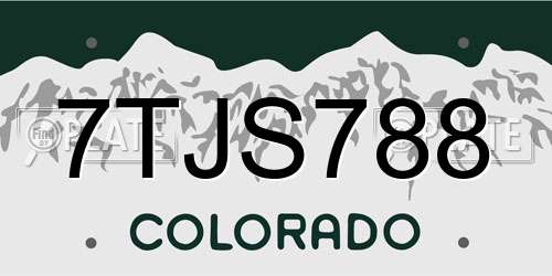 7TJS788 Colorado License Plate
