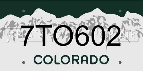 7TO602 Colorado License Plate