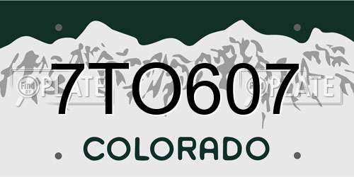 7TO607 Colorado License Plate