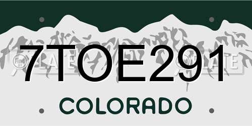 7TOE291 Colorado License Plate