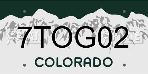 7TOG02 Colorado License Plate