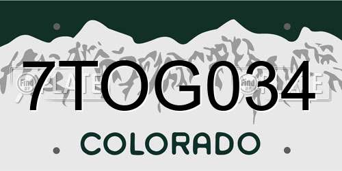 7TOG034 Colorado License Plate