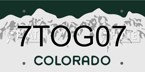 7TOG07 Colorado License Plate