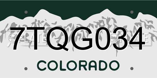 7TQG034 Colorado License Plate