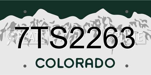 7TS2263 Colorado License Plate