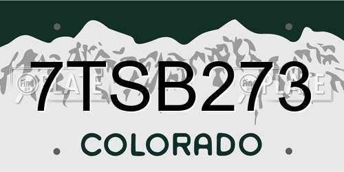 7TSB273 Colorado License Plate
