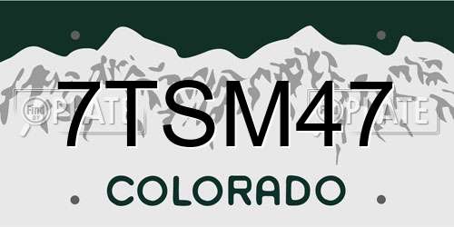 7TSM47 Colorado License Plate