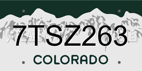 7TSZ263 Colorado License Plate