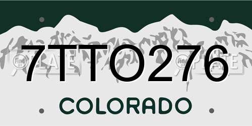 7TTO276 Colorado License Plate