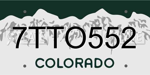 7TTO552 Colorado License Plate