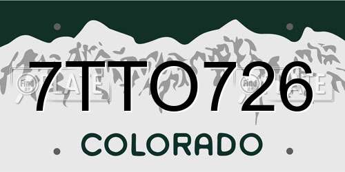 7TTO726 Colorado License Plate